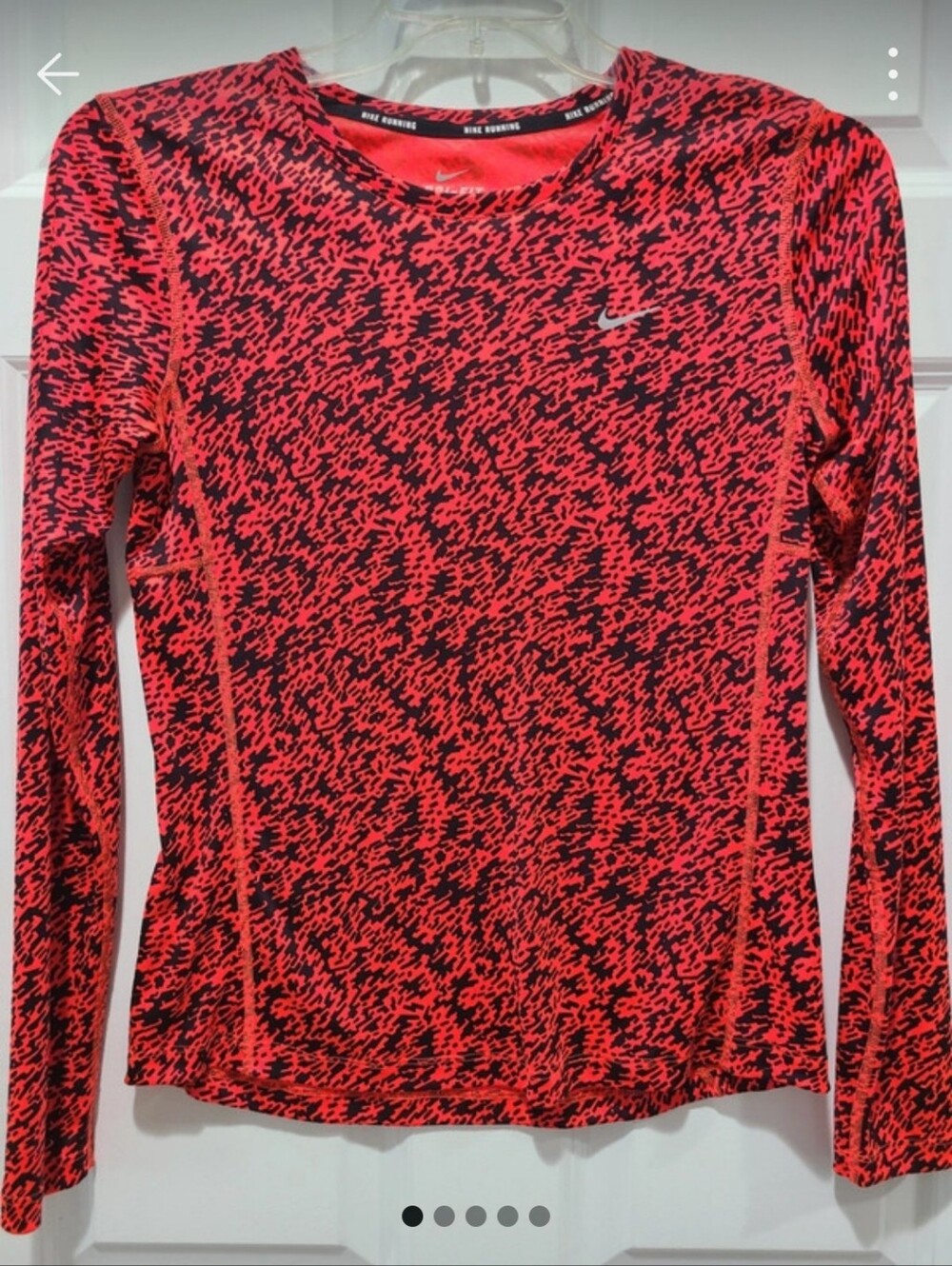 Nike Running Geometric Dri Fit Training Running Top Medium Orange Black
